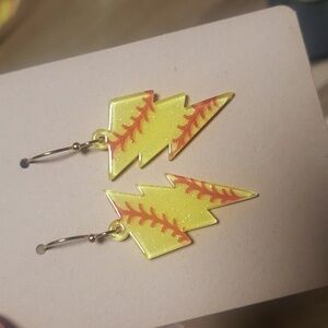 Lightning bolt softball acrylic earrings